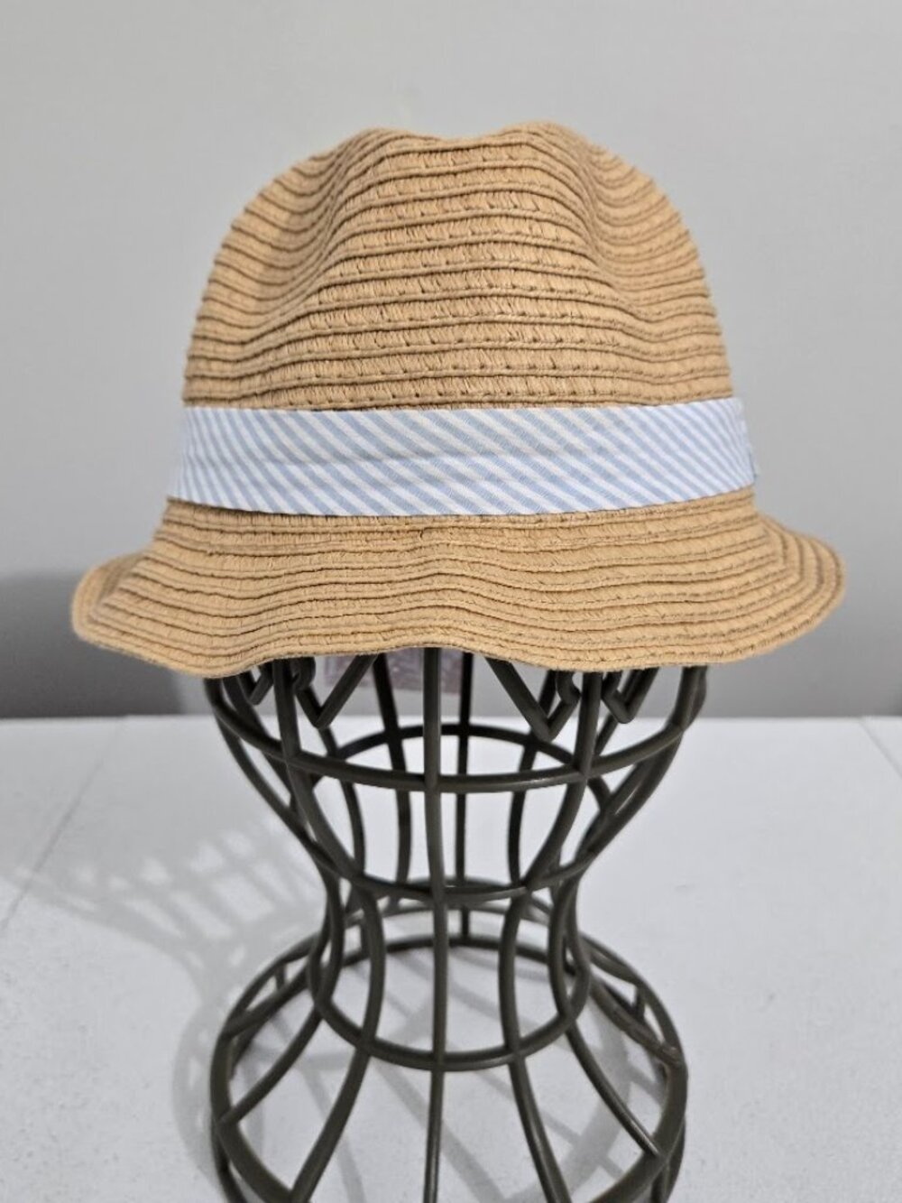 NWT Tommy Bahama KIDS Fedora Sun Hat Beige Natural Straw Summer Tan Vacation